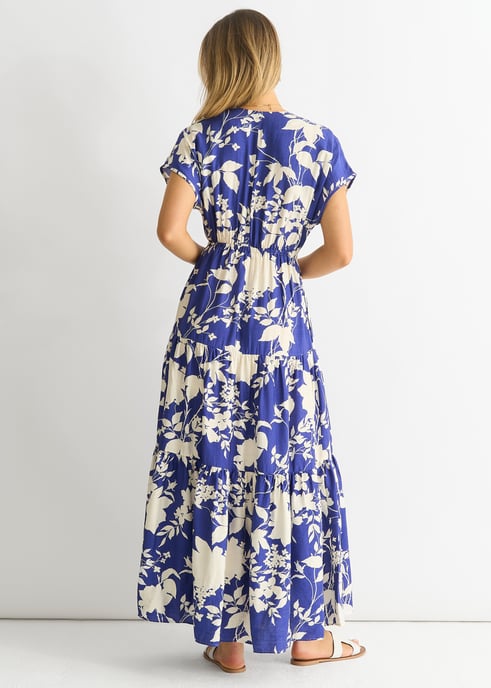 Blauwe Elastische Taille Maxi Dress - Image 4