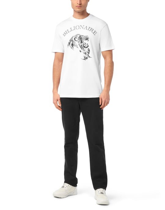 Embroidered Round Neck T-Shirt Lion - Image 3