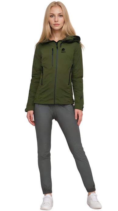 Dames Wandeljack 3-Laags Hardshell Olijfgroen - Image 3