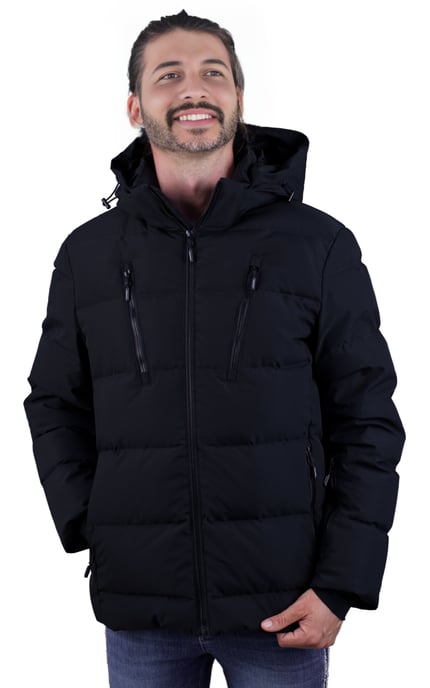 Heren Warme Donsjas Winterjas Zwart - Image 1