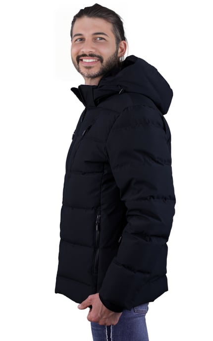 Heren Warme Donsjas Winterjas Zwart - Image 2