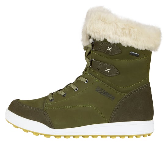 Dames Winterlaarzen Echt Leer met Imitatiebont Olijfgroen - Image 2