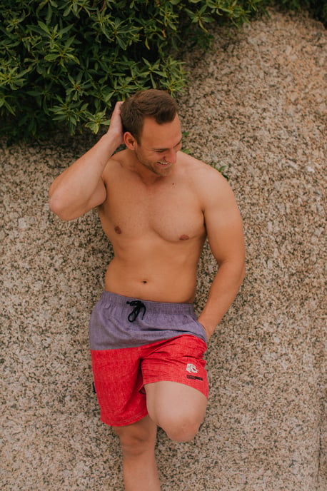 Zwemshort voor heren met patroonstrepen rood - Image 2
