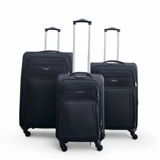 Zachte, lichtgewicht zwarte nylon reiskoffer met 4 wielen, vakantiekoffer - Image 1