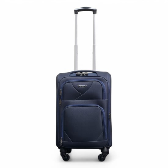 Zachte, lichtgewicht marineblauwe nylon reiskoffer met 4 wielen, vakantiekoffer - Image 5