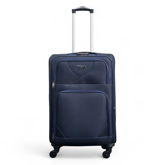 Zachte, lichtgewicht marineblauwe nylon reiskoffer met 4 wielen, vakantiekoffer - Image 6