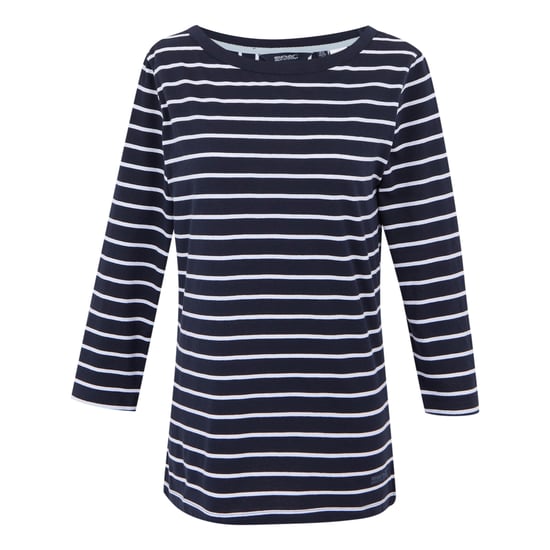 Regatta Dames/Dames Baylette II Gestreept T-shirt (Marine, Wit) - Image 1