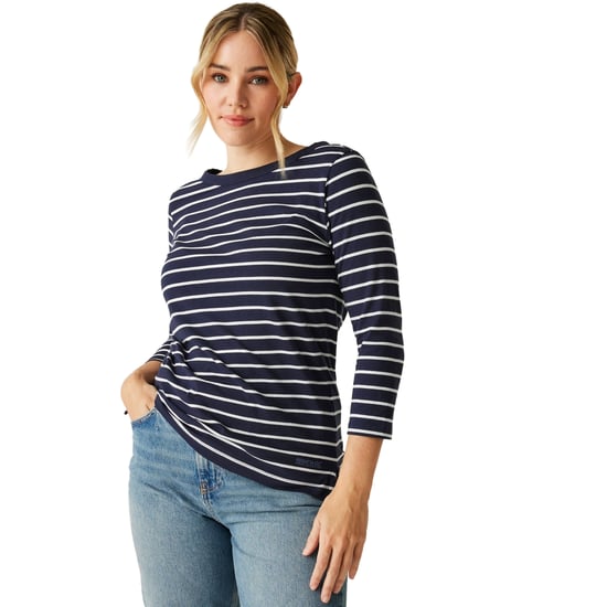 Regatta Dames/Dames Baylette II Gestreept T-shirt (Marine, Wit) - Image 4