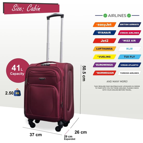 Uitbreidbare zachte koffer voor in de cabine 50,5 x 37 x 26 cm Bagage geschikt voor Easyjet, Ryanair - Image 2