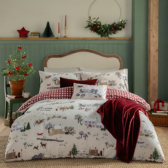 Furn Cotswolds Kerst Bedrukte Reversible Deken Set - Image 1