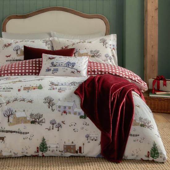 Furn Cotswolds Kerst Bedrukte Reversible Deken Set - Image 3
