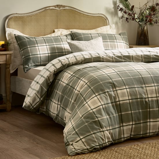 Wylder Nature Braemar Ruit Soft Geborsteld Katoenen Deken Set - Image 3