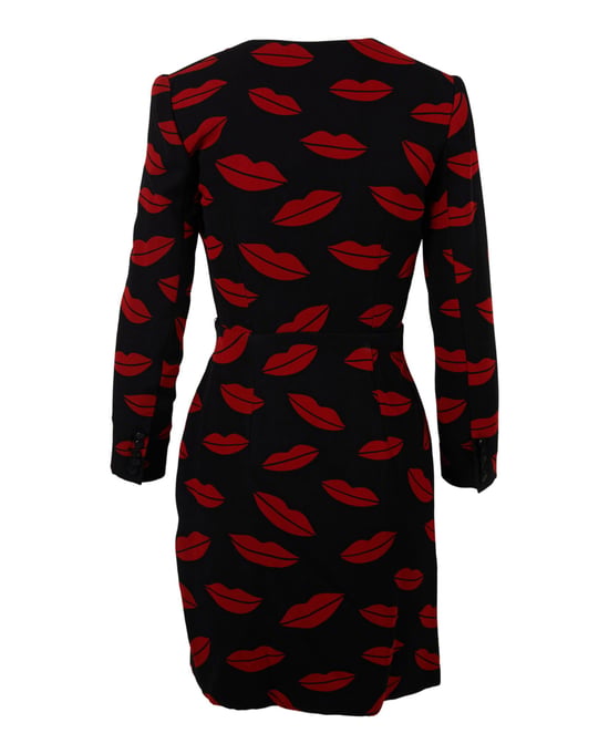 Saint Laurent Lippenprint Zijden Wikkeljurk - Image 2