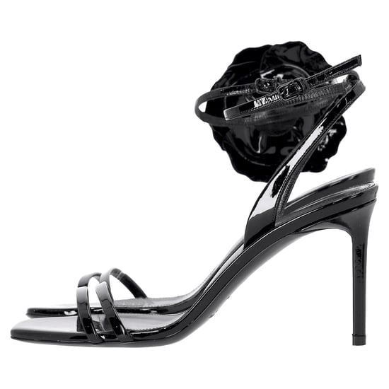 Saint Laurent Amber Flower-corsage Sandalen In Zwart Glanzend Leer - Image 2