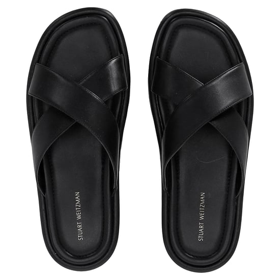Stuart Weitzman Elodie Slide Sandals in Black Leather - Image 5