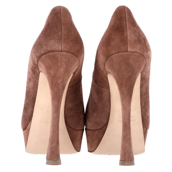 Miu Miu Platform Pumps in Bruin Suède - Image 5