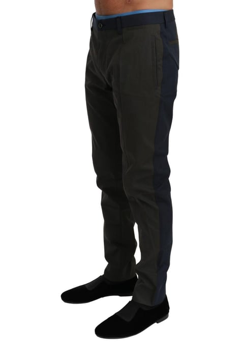 Dolce & Gabbana Heren Blauw Grijze Strepen Broek Katoenen Pants - Image 1