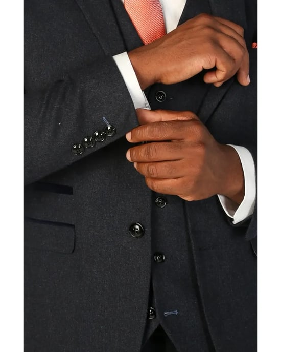 Marineblauwe formele blazer van wolmix tweed voor heren - Image 2