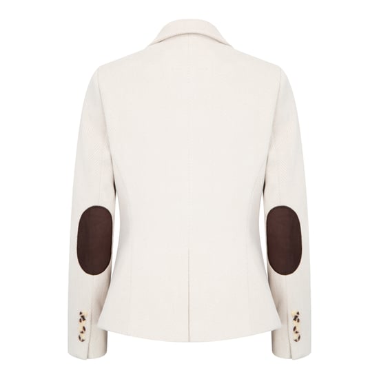 Crèmekleurige getailleerde damesblazer van wolmix tweed - Image 6