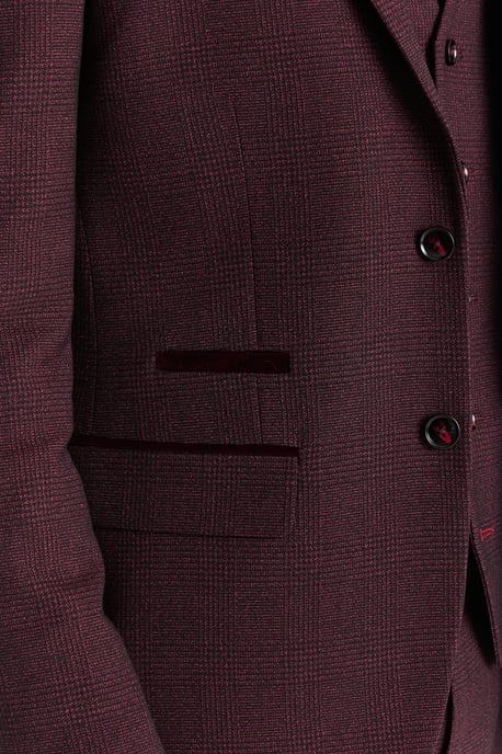 Heren wijnpakblazer Prince of Wales formeel blazer - Image 4