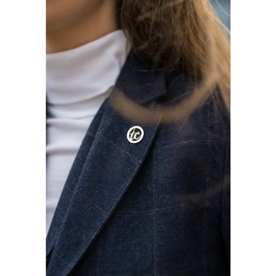 Marineblauwe, getailleerde tweed formele blazer voor dames - Image 6