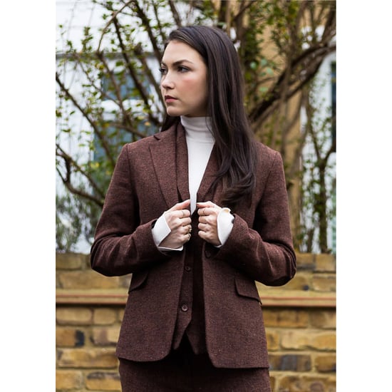 Dames roestbruine visgraat wollen tweed ruitblazer - Image 2