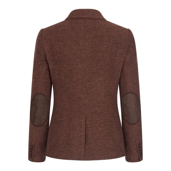 Dames roestbruine visgraat wollen tweed ruitblazer - Image 5