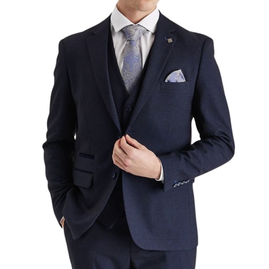 Marineblauwe herenblazer Prince of Wales formele blazer - Image 2