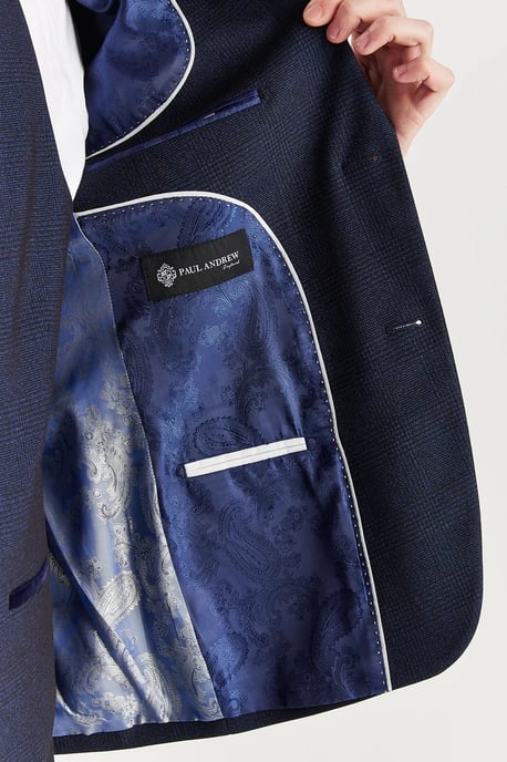 Marineblauwe herenblazer Prince of Wales formele blazer - Image 5
