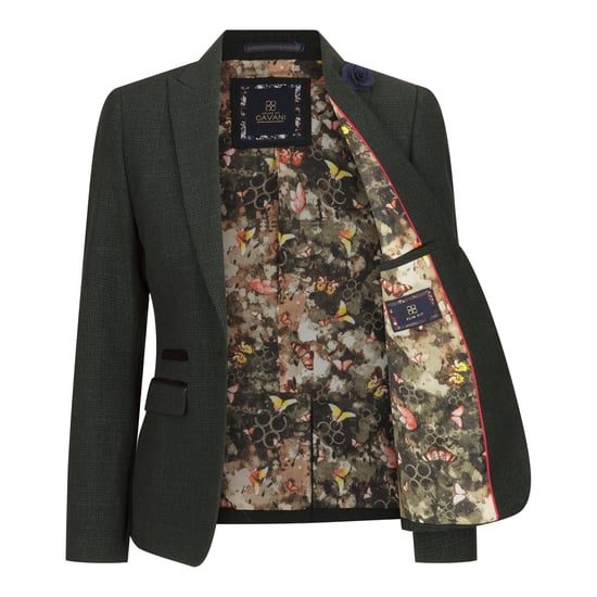 Dames Tweed Groen Geruit Blazer Wollen Klassieke Jas - Image 2