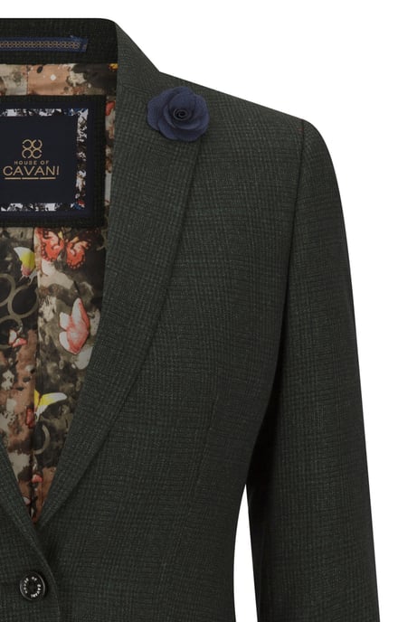 Dames Tweed Groen Geruit Blazer Wollen Klassieke Jas - Image 5
