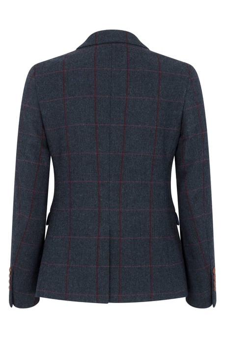 Marineblauwe tweed blazer met getailleerde pasvorm voor dames - Image 4