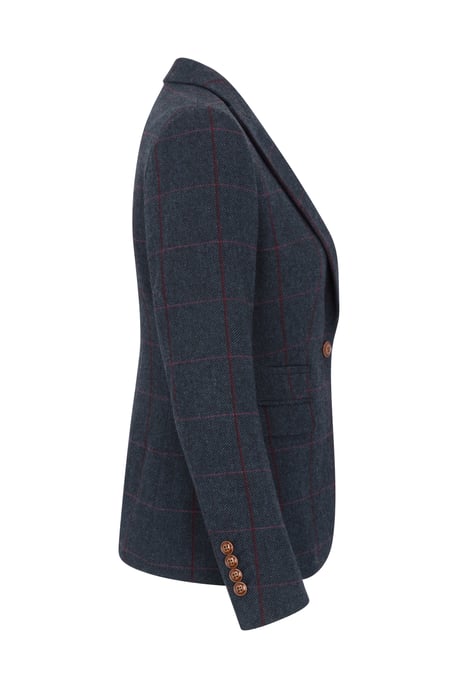 Marineblauwe tweed blazer met getailleerde pasvorm voor dames - Image 5