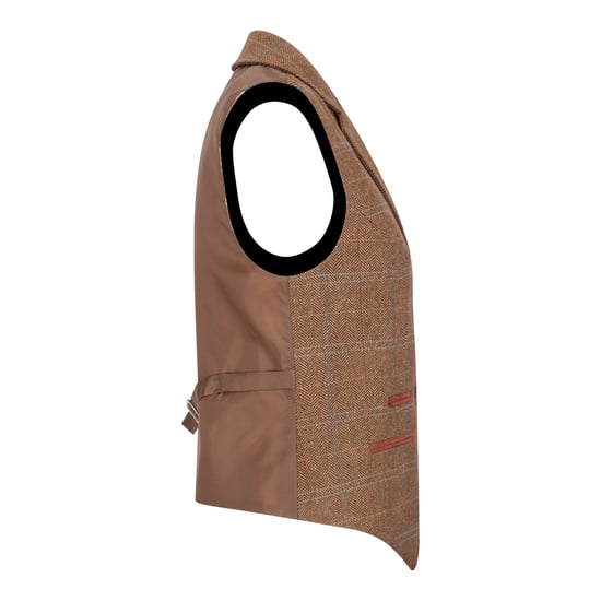 Dames Oak Brown Tailored Fit Tweed Gilet met Visgraatmotief - Image 4