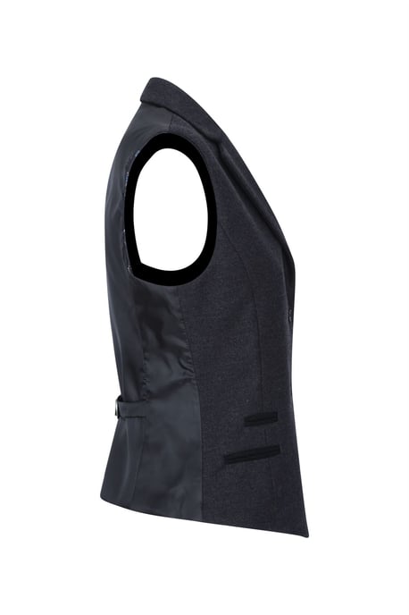 Dames zwart visgraat tweed gilet wolmix vest - Image 4