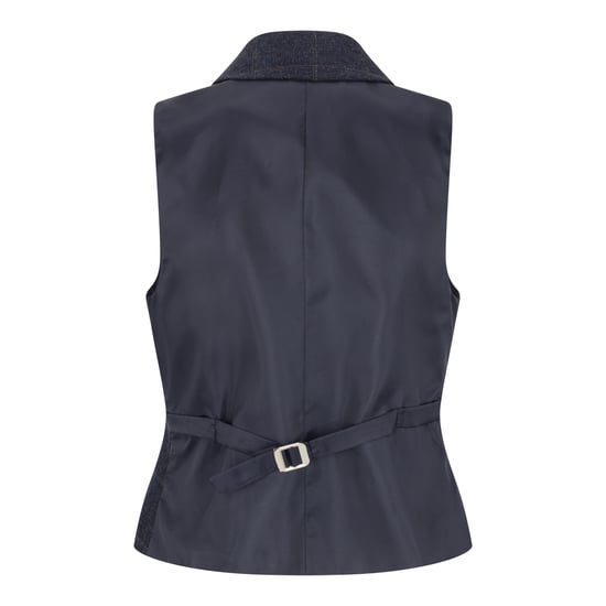 Marineblauw, getailleerde tweed formeel gilet voor dames - Image 4