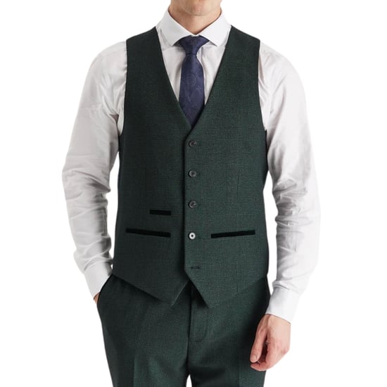 Heren Groen Pak Vest Prince of Wales Formeel Vest - Image 3