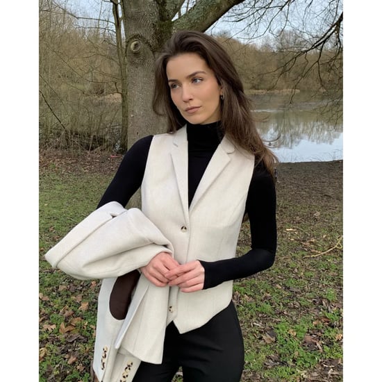 Crèmekleurig getailleerde damesvest van wolmix tweed - Image 2