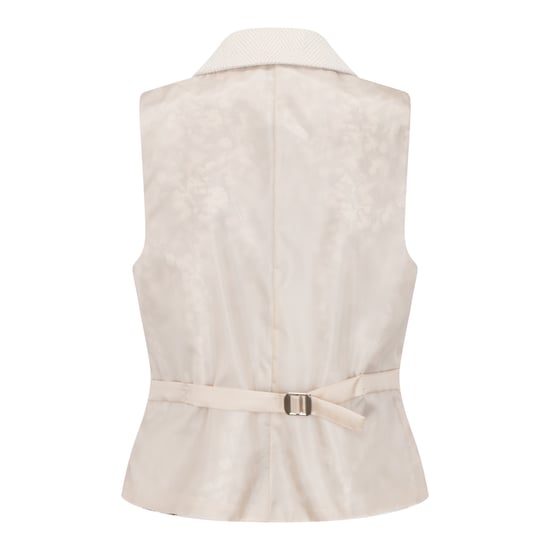Crèmekleurig getailleerde damesvest van wolmix tweed - Image 4