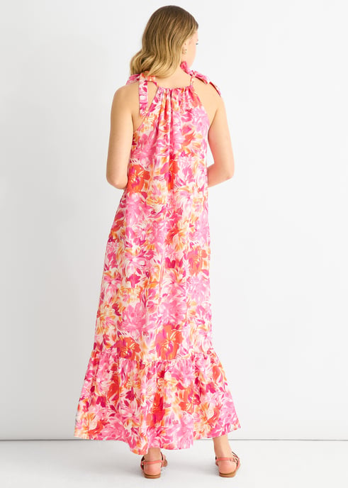 Trapeze jurk met rode bloemenbandjes - Image 4