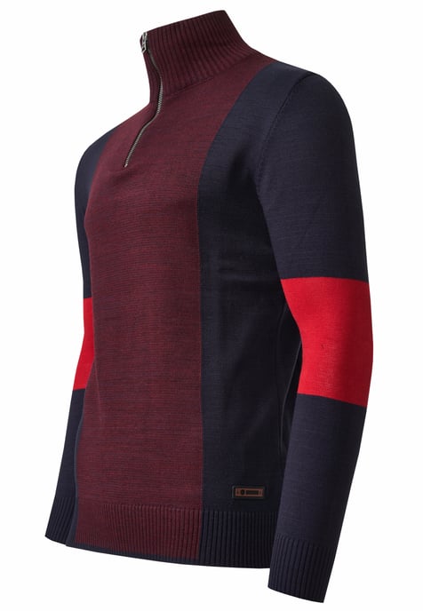 Fijn gebreide trui in colorblock-stijl met opstaande kraag - Image 3