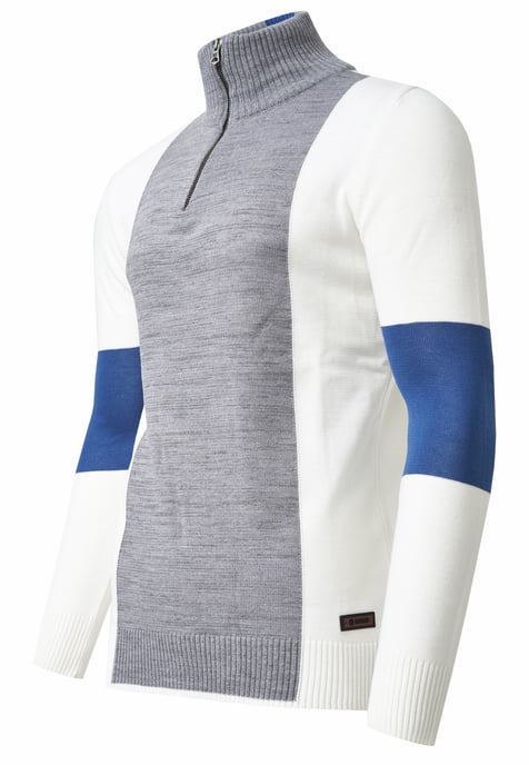Fijn gebreide trui in colorblock-stijl met opstaande kraag - Image 3