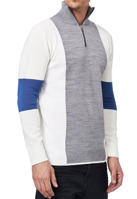 Fijn gebreide trui in colorblock-stijl met opstaande kraag - Image 4