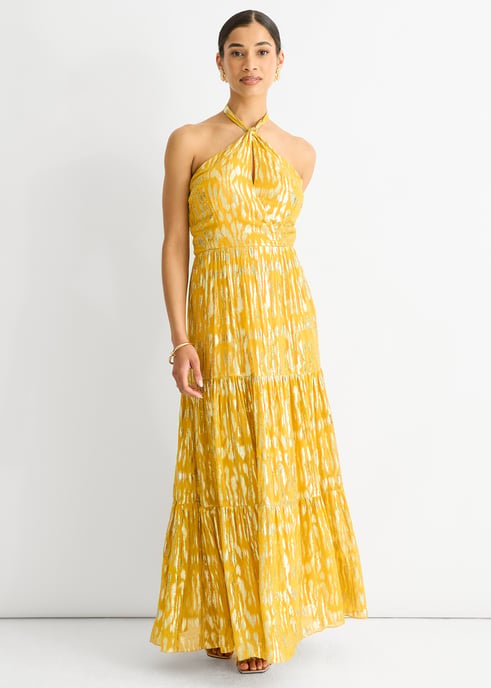 Animal Jacquard Halter Hals Maxi jurk - Image 1