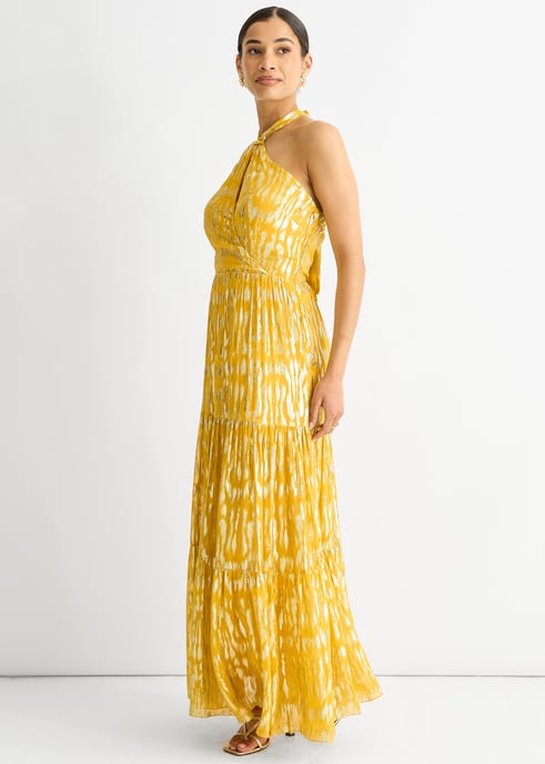 Animal Jacquard Halter Hals Maxi jurk - Image 3