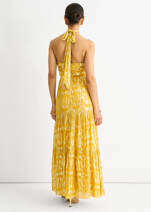 Animal Jacquard Halter Hals Maxi jurk - Image 4