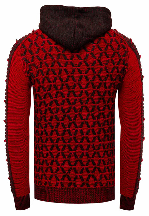 Contrasterende grof gebreide hoodie met 1/2 rits - Image 2