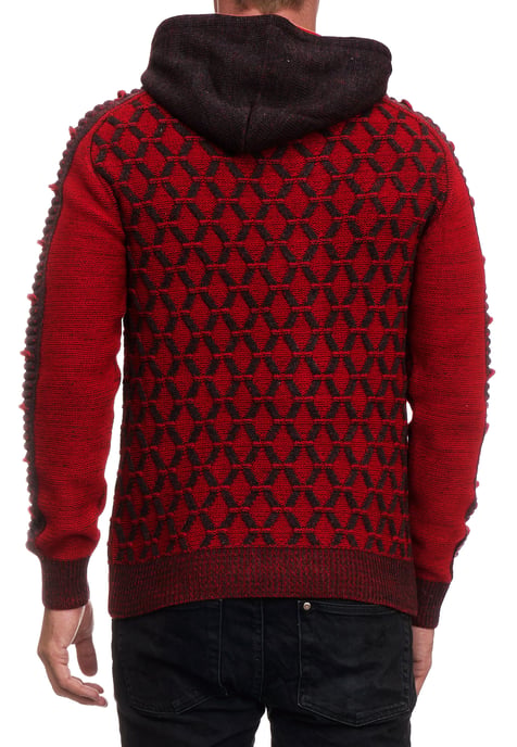 Contrasterende grof gebreide hoodie met 1/2 rits - Image 4