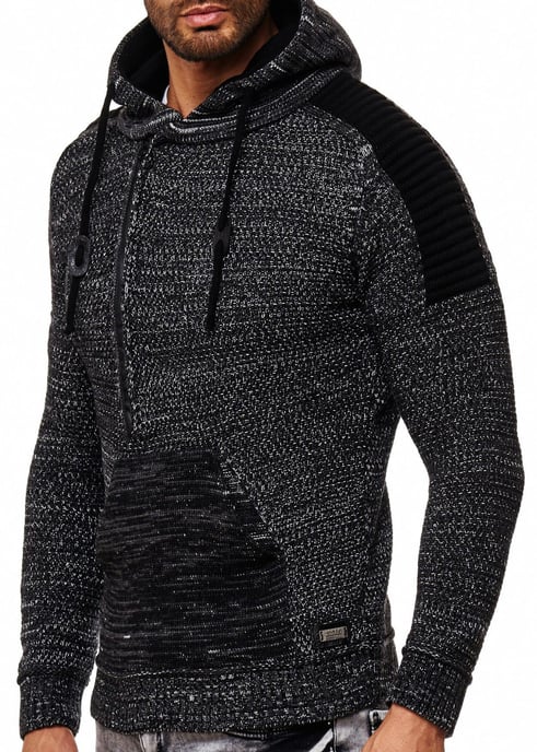 Chunky contrasterende hoodie met 1/2 rits - Image 4