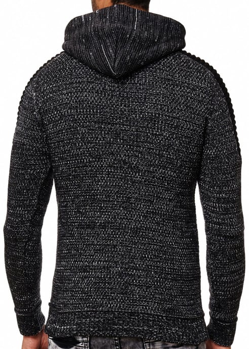 Chunky contrasterende hoodie met 1/2 rits - Image 6